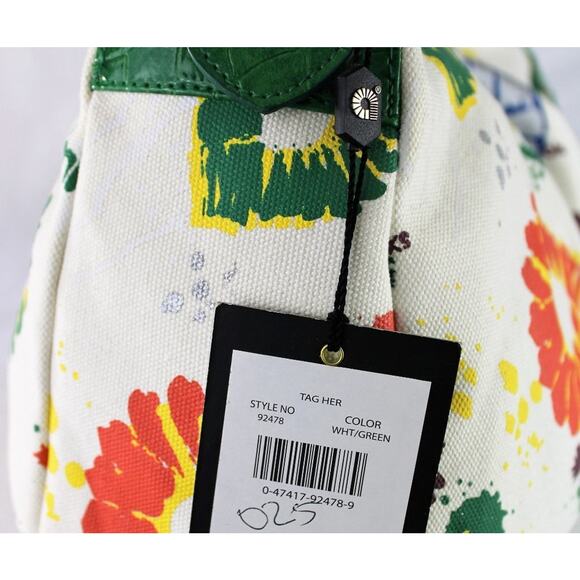 Akademiks Tag Her Y2K Hobo Bag Green Orange Paint Splatter Canvas VTG 90s NEW - Picture 4 of 6